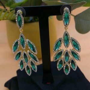 Off Park ® Collection, Clear And Teal Crystal Gold Tone Statement Earrings